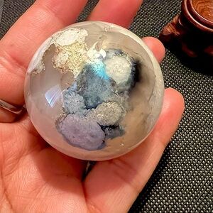 Flower Agate Sphere!!  48.5 mm. Gorgeous.   Free stand with purchase.